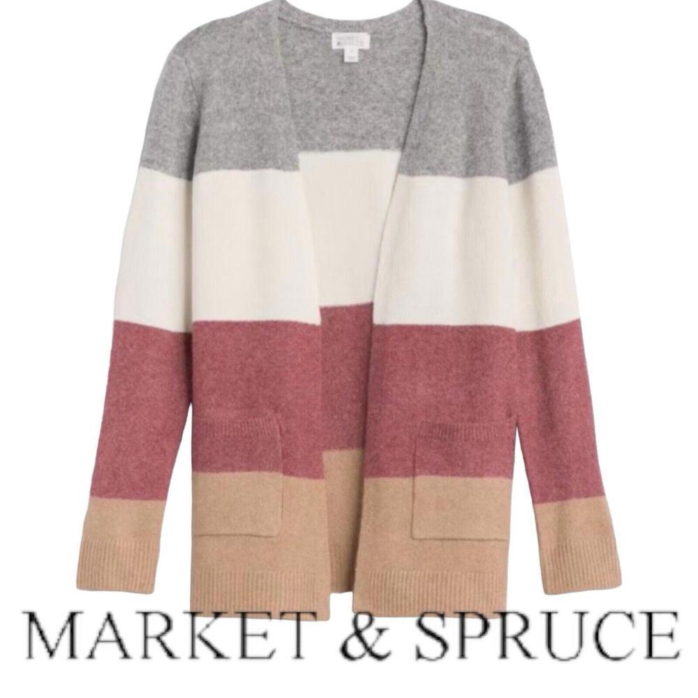 NWT Stitch Fix Market & Spruce Sweater Danny Two Pocket Open Cardigan Large